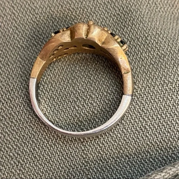 Gold Sterling Silver Vintage Sapphire Vintage SIZE 7 - Picture 15 of 17